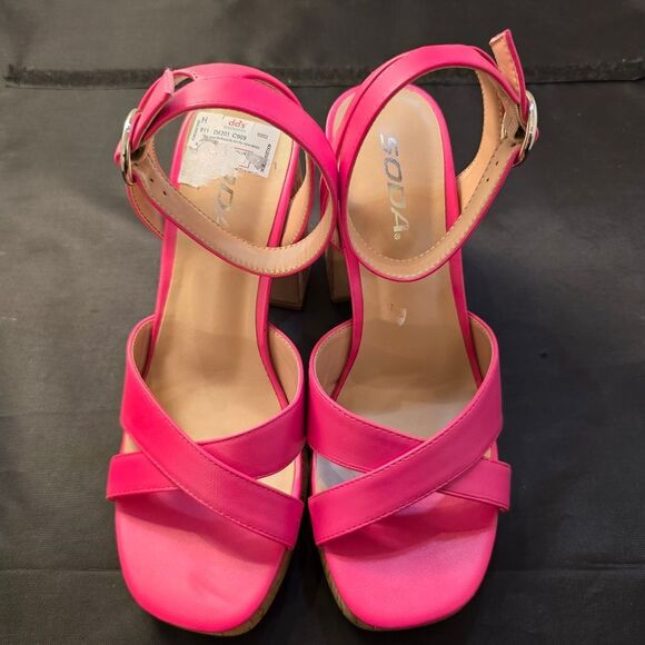 BRAND NEW SODA STRAPPY BLOCK HEEL OPEN TOE WOMENS SANDAL - Picture 3 of 16